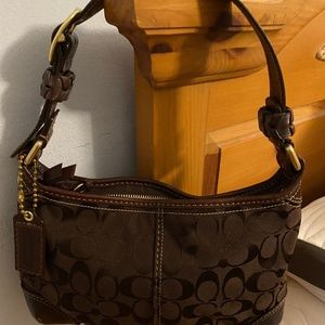 Coach Bleecker chocolate monogram small hobo handbag